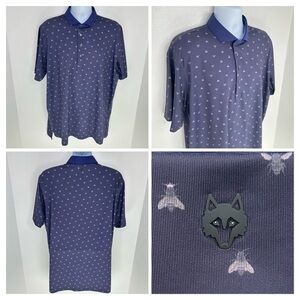 Greyson All Over Bee Print Golf Polo Shirt Size XL Purple Golfing Preppy Office